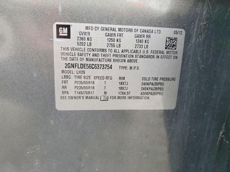 Photo 14 from auction – 2012 CHEVROLET EQUINOX with VIN 2GNFLDE56C6373754
