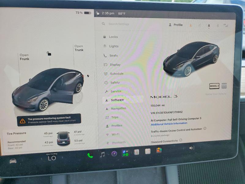 Photo 9 from auction – 2022 TESLA MODEL 3 with VIN 5YJ3E1EAXNF370662