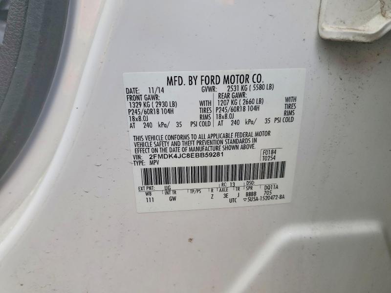 Photo 14 from auction – 2014 FORD EDGE with VIN 2FMDK4JC8EBB59281
