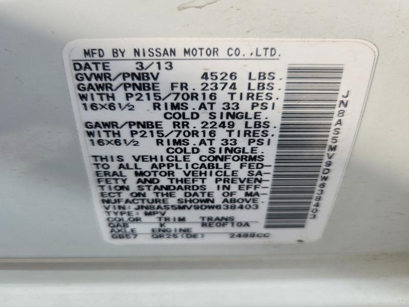 Photo 14 from auction – 2013 NISSAN ROGUE with VIN JN8AS5MV9DW638403