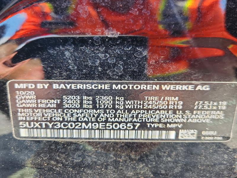 Photo 14 from auction – 2021 BMW X3 with VIN 5UXTY3C02M9E50657