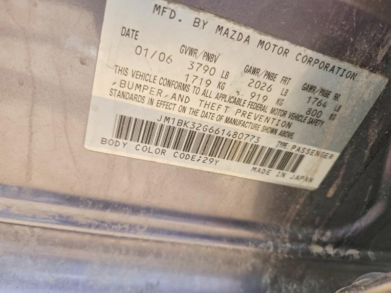 Photo 14 from auction – 2006 MAZDA 3 with VIN JM1BK32G661480773