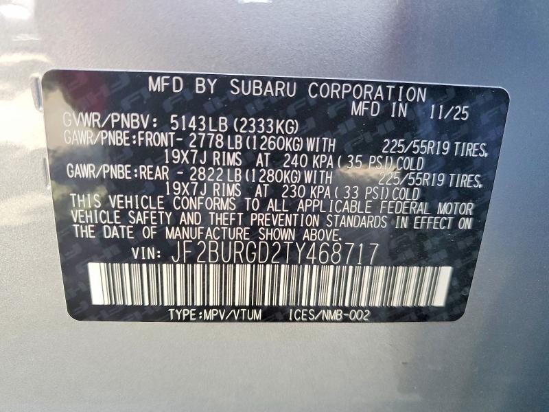 Photo 14 from auction – 2026 SUBARU OUTBACK with VIN JF2BURGD2TY468717
