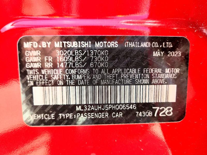 Photo 14 from auction – 2023 MITSUBISHI MIRAGE with VIN ML32AUHJ5PH006546