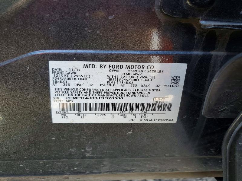 Photo 14 from auction – 2018 FORD EDGE with VIN 2FMPK4J83JBB28586