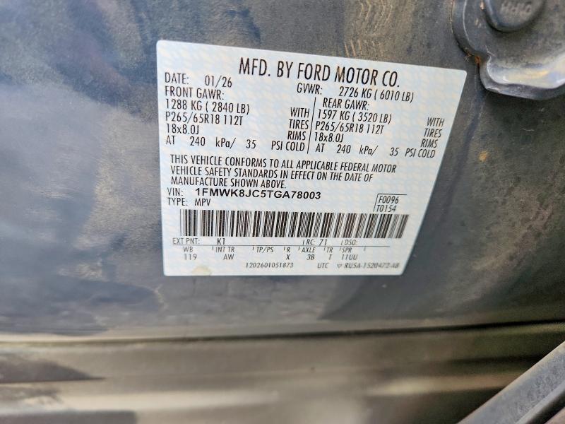 Photo 14 from auction – 2026 FORD EXPLORER with VIN 1FMWK8JC5TGA78003