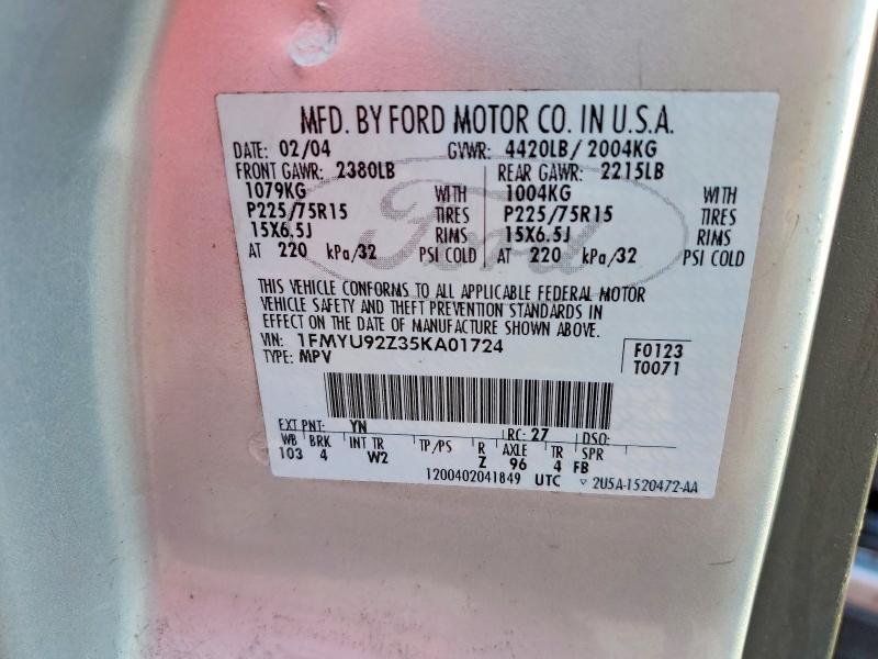 Photo 14 from auction – 2005 FORD ESCAPE with VIN 1FMYU92Z35KA01724