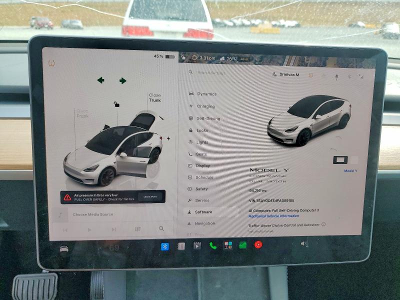 Photo 9 from auction – 2023 TESLA MODEL Y with VIN 7SAYGDEE4PA059185