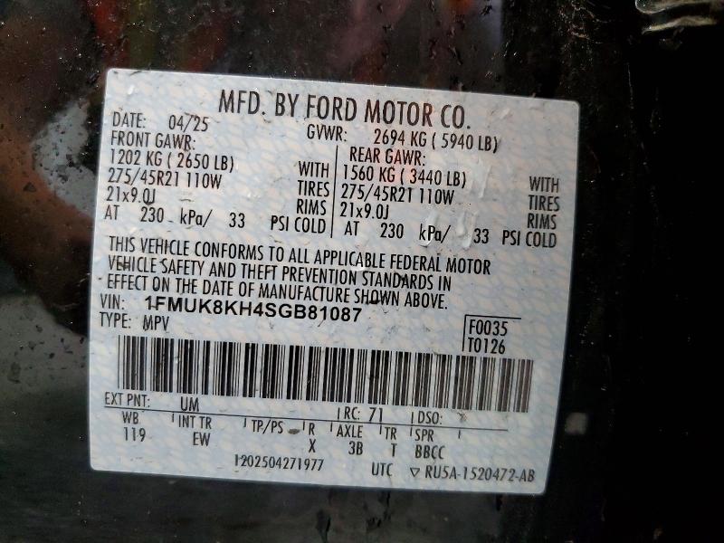 Photo 14 from auction – 2025 FORD EXPLORER with VIN 1FMUK8KH4SGB81087