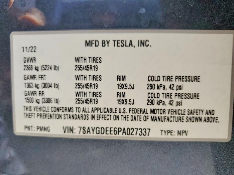 Photo 14 from auction – 2023 TESLA MODEL Y with VIN 7SAYGDEE6PA027337