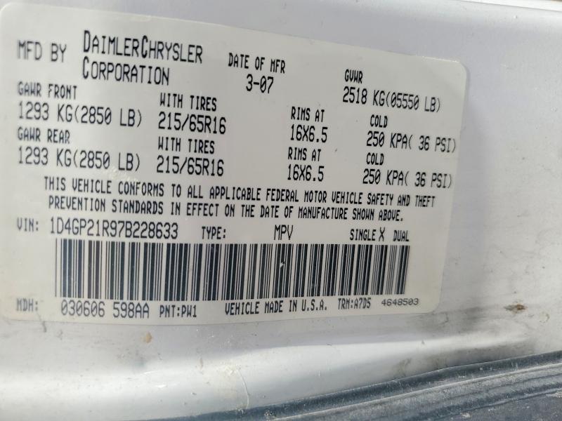 Photo 14 from auction – 2007 DODGE CARAVAN with VIN 1D4GP21R97B228633