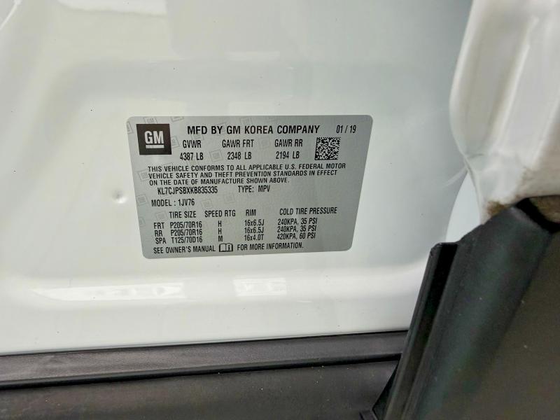 Photo 10 from auction – 2019 CHEVROLET TRAX with VIN KL7CJPSBXKB835335