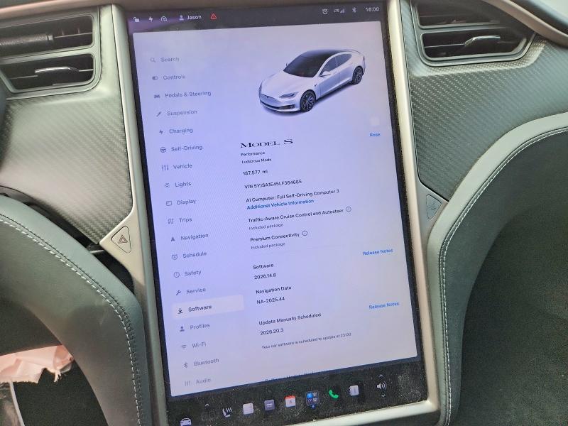 Photo 9 from auction – 2020 TESLA MODEL S with VIN 5YJSA1E45LF364685