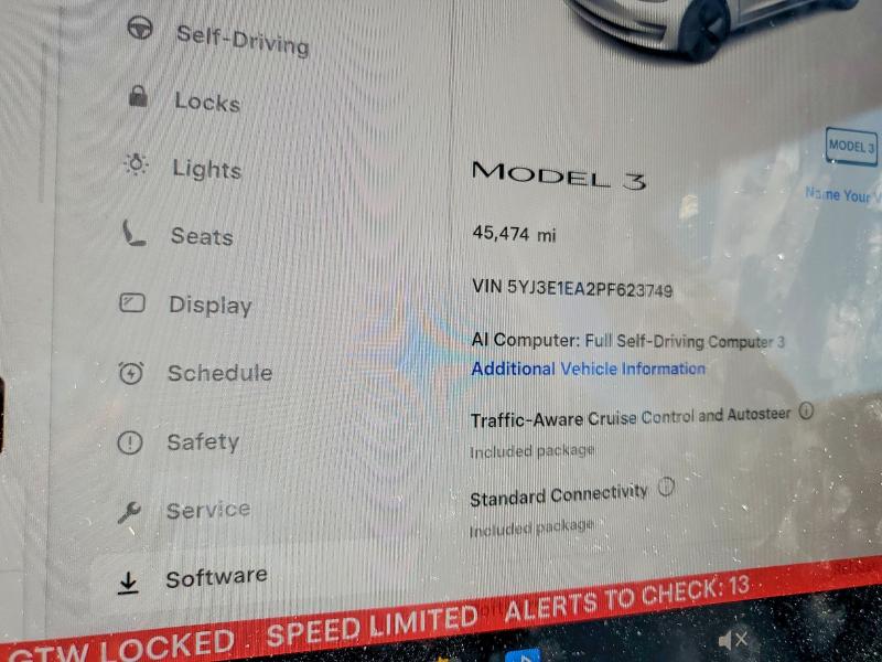 Photo 9 from auction – 2023 TESLA MODEL 3 with VIN 5YJ3E1EA2PF623749