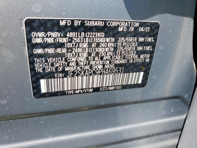 Photo 14 from auction – 2023 SUBARU FORESTER with VIN JF2SKAPC9PH469531