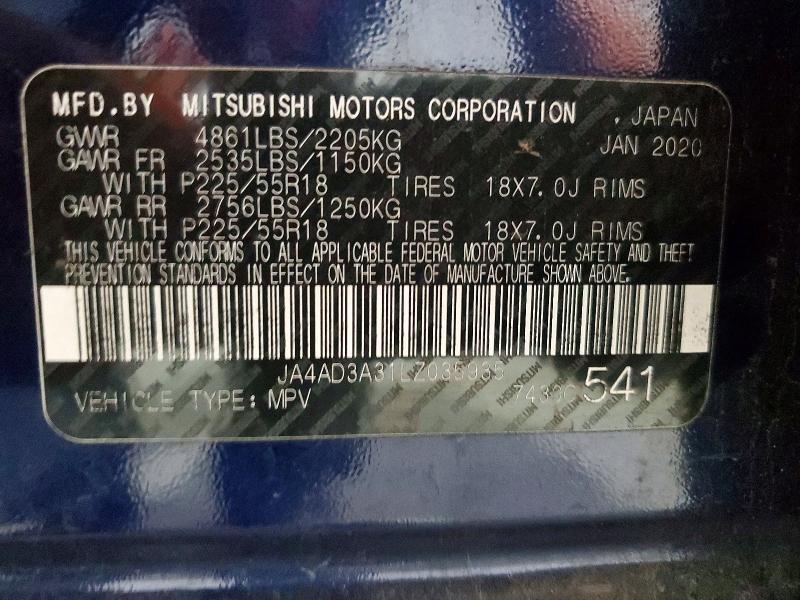 Photo 14 from auction – 2020 MITSUBISHI OUTLANDER with VIN JA4AD3A31LZ035935