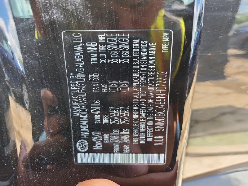 Photo 14 from auction – 2022 HYUNDAI TUCSON with VIN 5NMJBCAE5NH072202