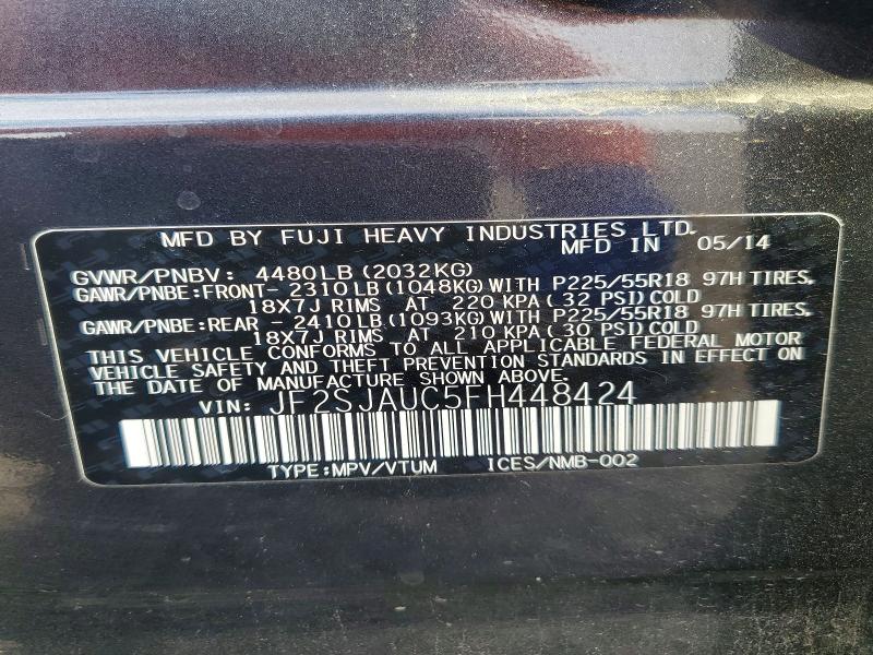 Photo 14 from auction – 2015 SUBARU FORESTER with VIN JF2SJAUC5FH448424