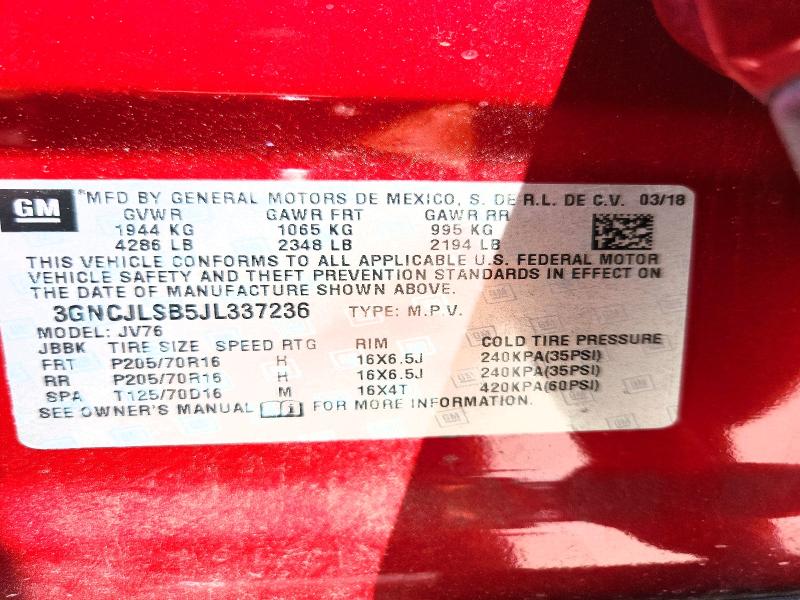 Photo 14 from auction – 2018 CHEVROLET TRAX with VIN 3GNCJLSB5JL337236