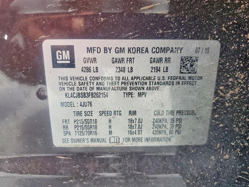 Снимка 14 от търг – 2015 BUICK ENCORE с VIN KL4CJBSB3FB262154