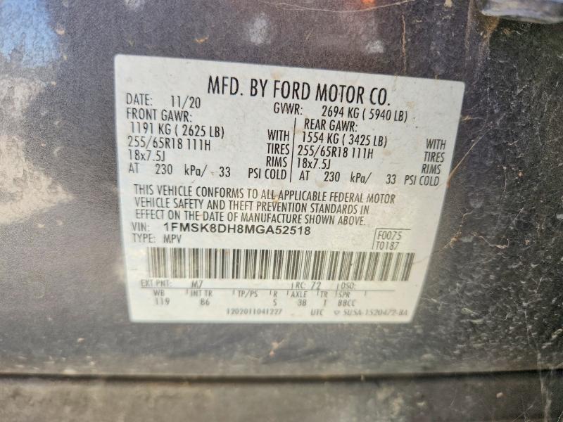 Photo 14 from auction – 2021 FORD EXPLORER with VIN 1FMSK8DH8MGA52518