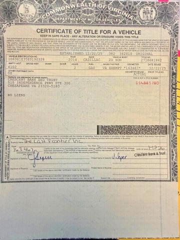 Photo 11 from auction – 2014 CADILLAC CTS with VIN 1G6DG1E35E0190328