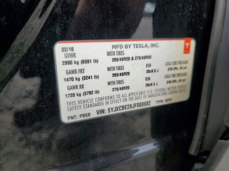 Photo 14 from auction – 2018 TESLA MODEL X with VIN 5YJXCBE28JF088682