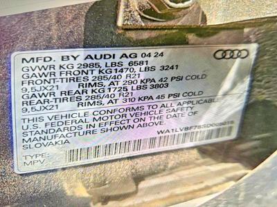Photo 10 from auction – 2025 AUDI Q7 with VIN WA1LVBF78SD005015