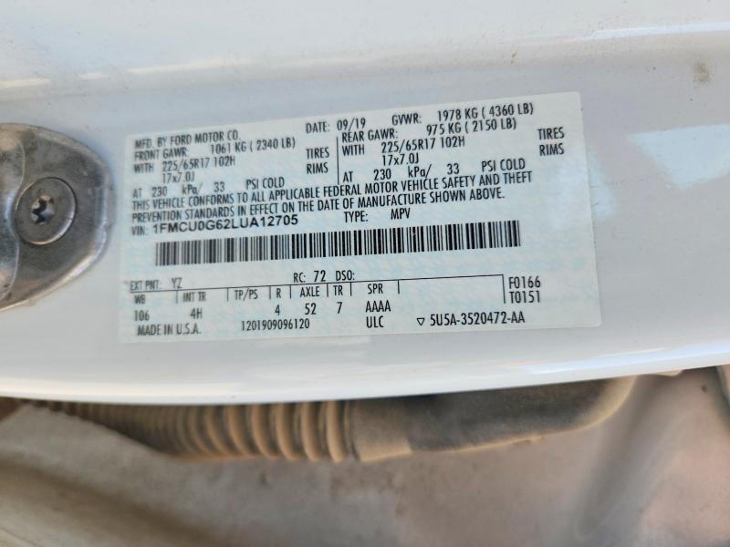Photo 14 from auction – 2020 FORD ESCAPE with VIN 1FMCU0G62LUA12705