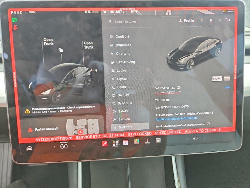 Photo 9 from auction – 2018 TESLA MODEL 3 with VIN 5YJ3E1EB0JF110676