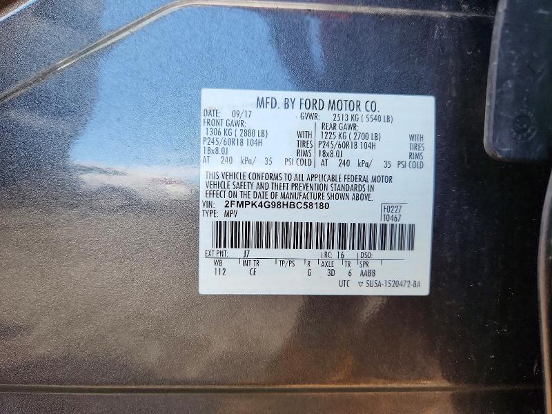 Photo 14 from auction – 2017 FORD EDGE with VIN 2FMPK4G98HBC58180