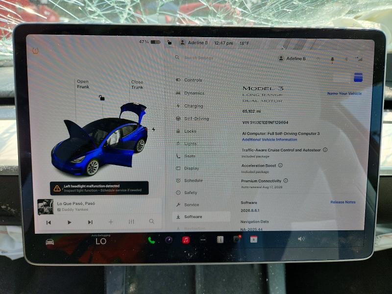 Photo 9 from auction – 2022 TESLA MODEL 3 with VIN 5YJ3E1EB1NF129694