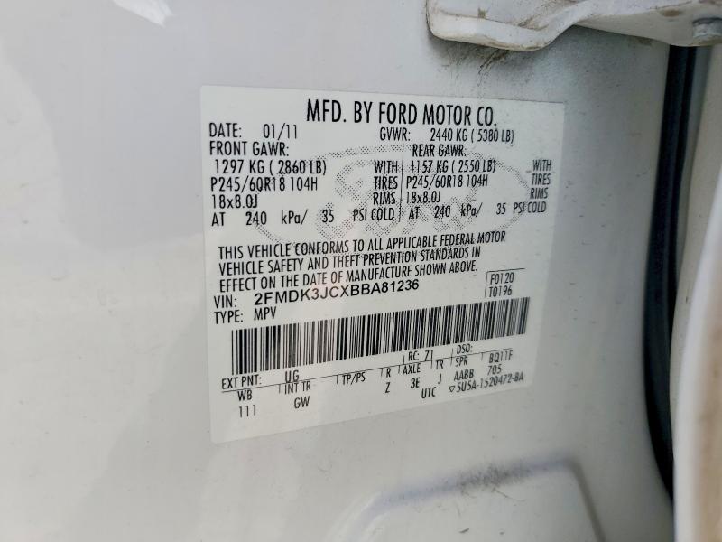 Photo 14 from auction – 2011 FORD EDGE with VIN 2FMDK3JCXBBA81236