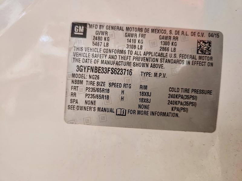 Photo 14 from auction – 2015 CADILLAC SRX with VIN 3GYFNBE33FS623716