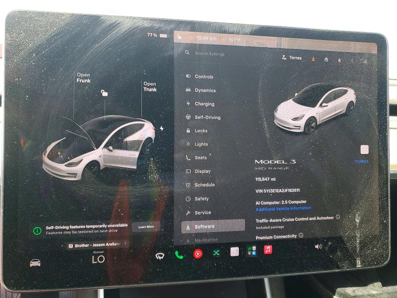 Photo 9 from auction – 2018 TESLA MODEL 3 with VIN 5YJ3E1EA2JF162611