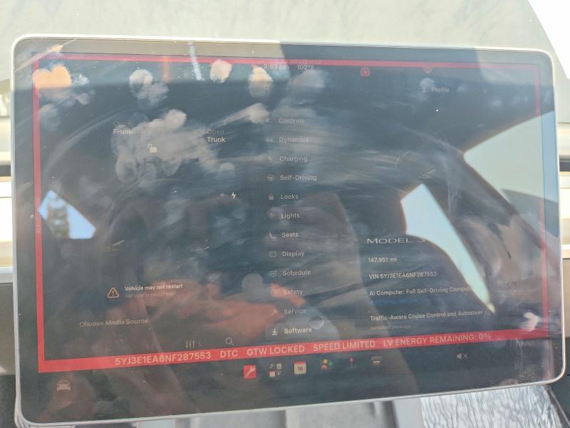 Photo 9 from auction – 2022 TESLA MODEL 3 with VIN 5YJ3E1EA6NF287553