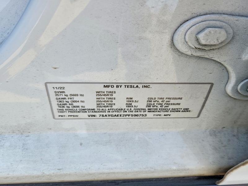 Photo 14 from auction – 2023 TESLA MODEL Y with VIN 7SAYGAEE2PF596753