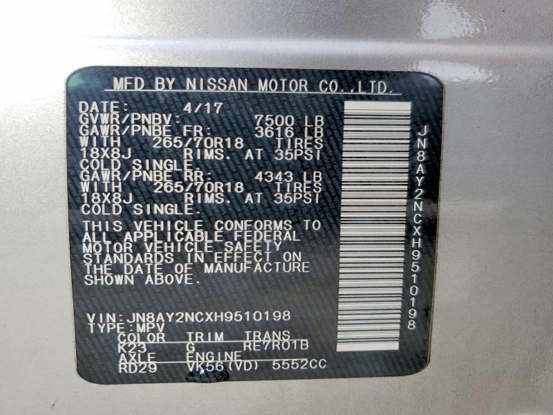 Photo 14 from auction – 2017 NISSAN ARMADA with VIN JN8AY2NCXH9510198