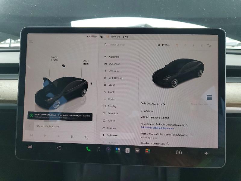 Photo 9 from auction – 2022 TESLA MODEL 3 with VIN 5YJ3E1EA0NF189280