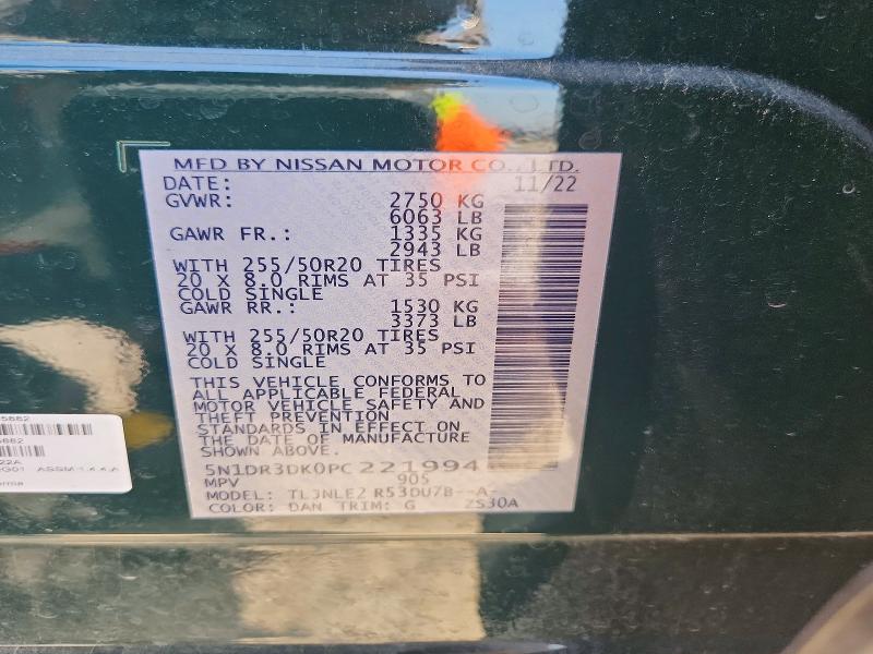 Photo 14 from auction – 2023 NISSAN PATHFINDER with VIN 5N1DR3DK0PC221994