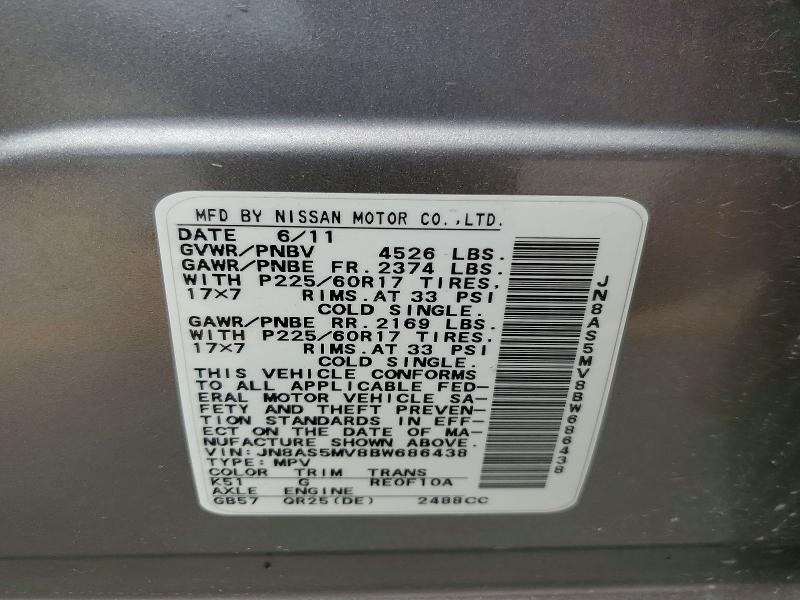 Photo 14 from auction – 2011 NISSAN ROGUE with VIN JN8AS5MV8BW686438