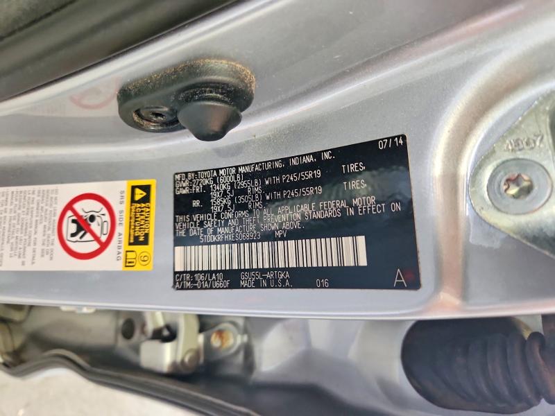 Photo 14 from auction – 2014 TOYOTA HIGHLANDER with VIN 5TDDKRFHXES068923