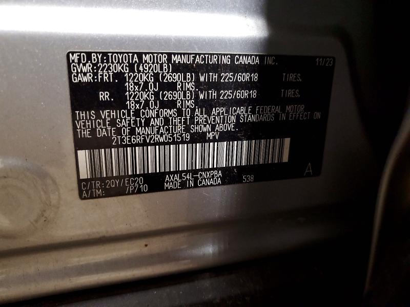 Photo 14 from auction – 2024 TOYOTA RAV4 with VIN 2T3E6RFV2RW051519