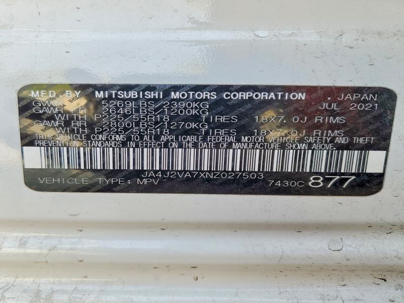 Photo 14 from auction – 2022 MITSUBISHI OUTLANDER with VIN JA4J2VA7XNZ027503