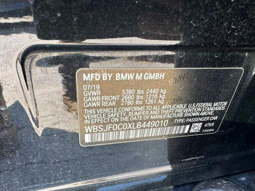 Photo 10 from auction – 2020 BMW M5 with VIN WBSJF0C0XLB449010