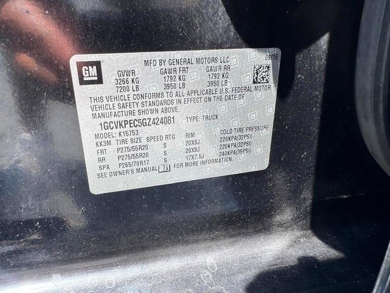 Zdjęcie 11 z aukcji – 2016 CHEVROLET SILVERADO z VIN 1GCVKPEC5GZ424081