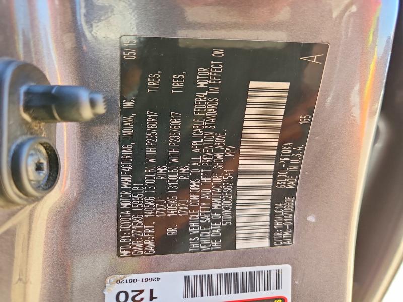 Photo 14 from auction – 2015 TOYOTA SIENNA with VIN 5TDYK3DC2FS621541