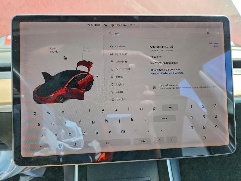 Photo 9 from auction – 2018 TESLA MODEL 3 with VIN 5YJ3E1EA4JF052238