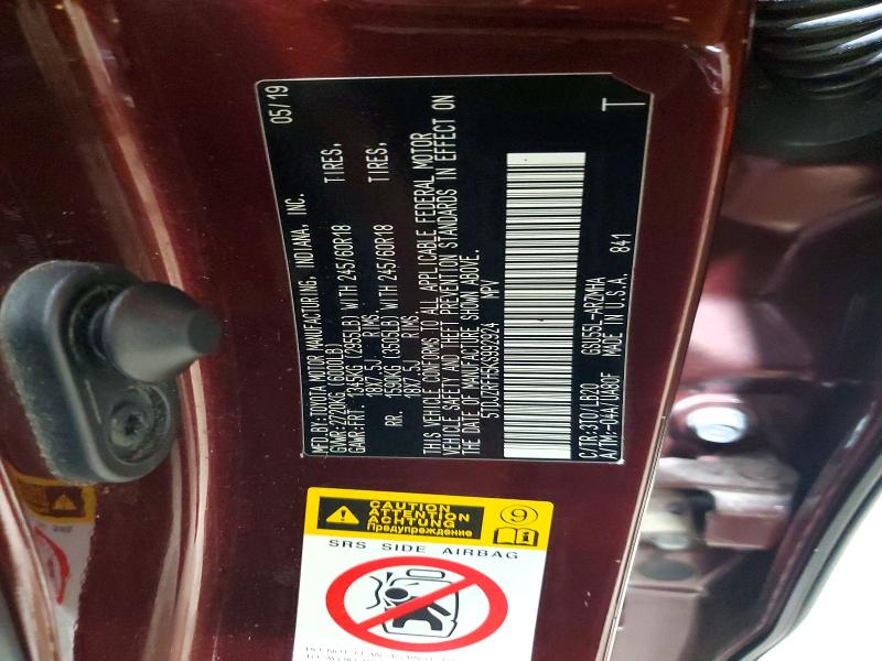 Photo 14 from auction – 2019 TOYOTA HIGHLANDER with VIN 5TDJZRFH5KS992924