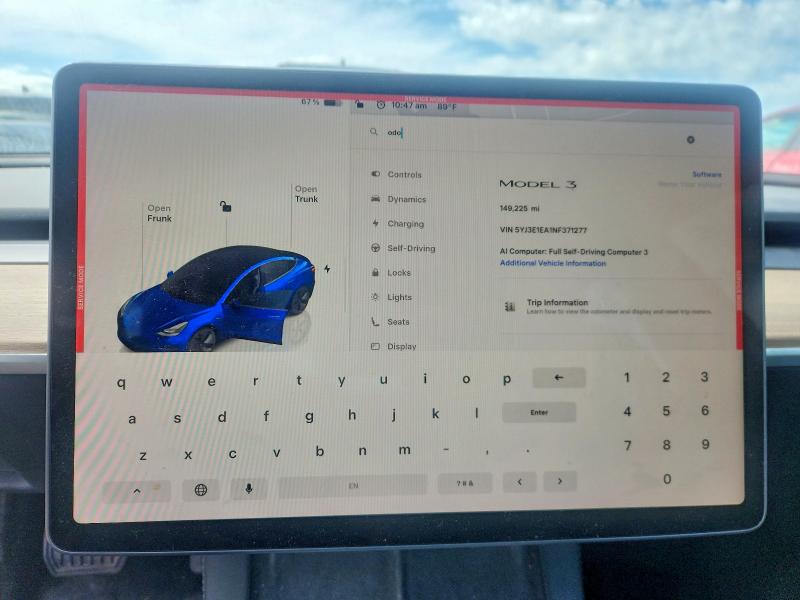 Photo 9 from auction – 2022 TESLA MODEL 3 with VIN 5YJ3E1EA1NF371277